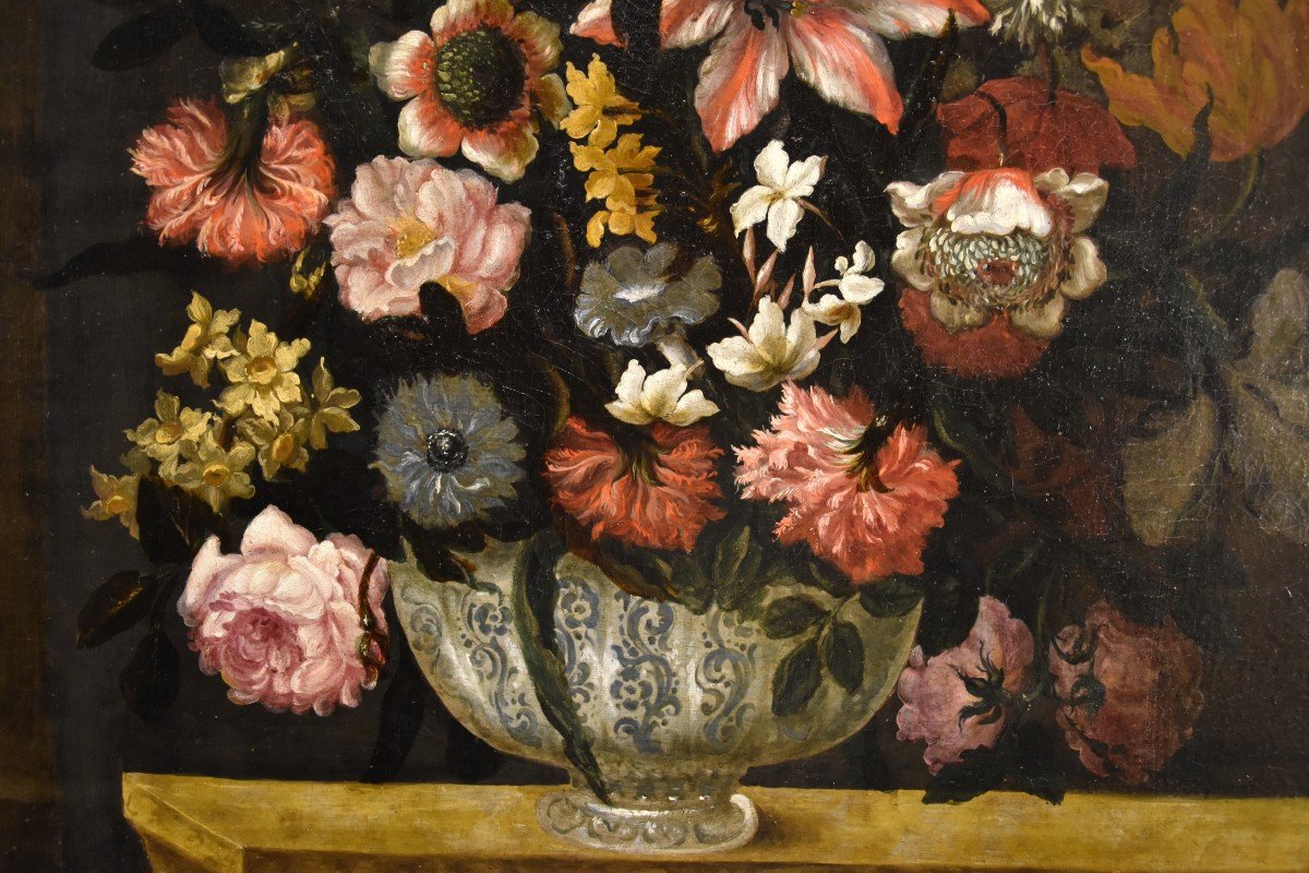 Vase De Fleurs Avec Raccourci Architectural Et Jardins, Antonio Gianlisi II (1677 - 1727)-photo-6