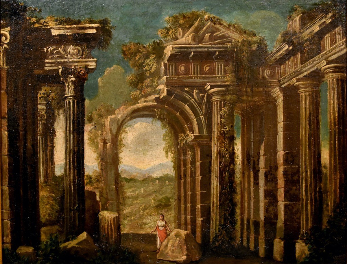 Paire De Caprices Avec Ruines Classiques, Niccolò Codazzi (Naples, 1642 - Gênes, 1693) Suiveur-photo-2