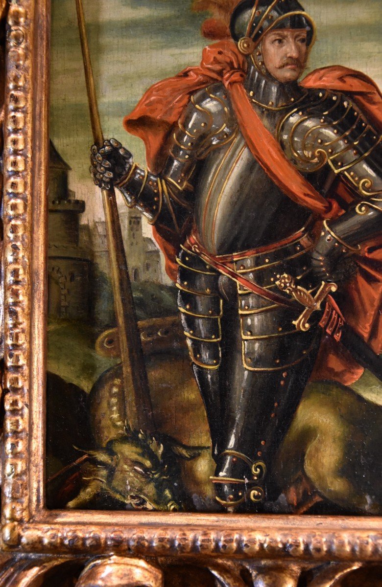 Portrait Of A Knight As Saint George, 17th Century Flemish Painter-photo-7