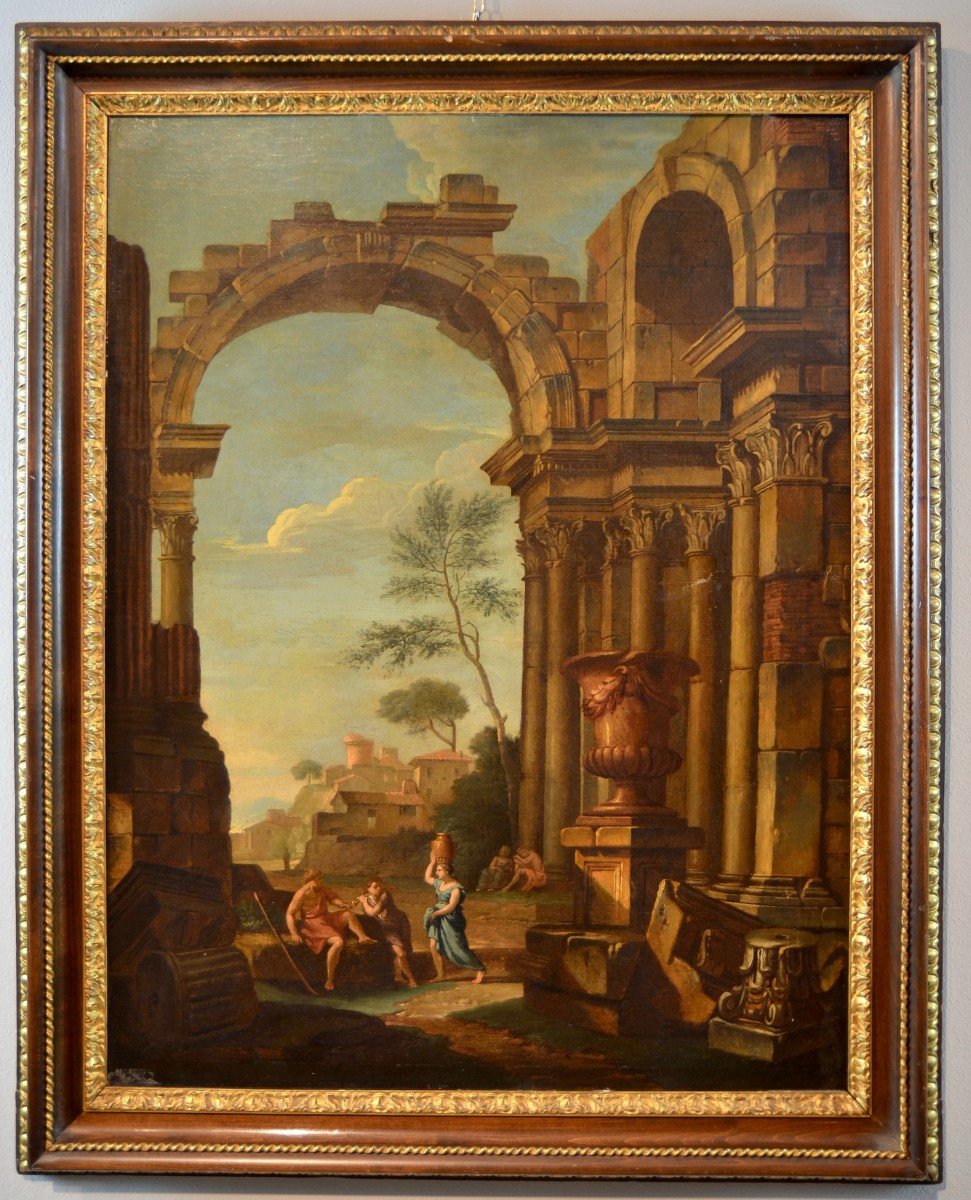 Pierre Antoine Demachy (paris 1723 - 1807), Roman Landscape With Architectural Capriccio-photo-2