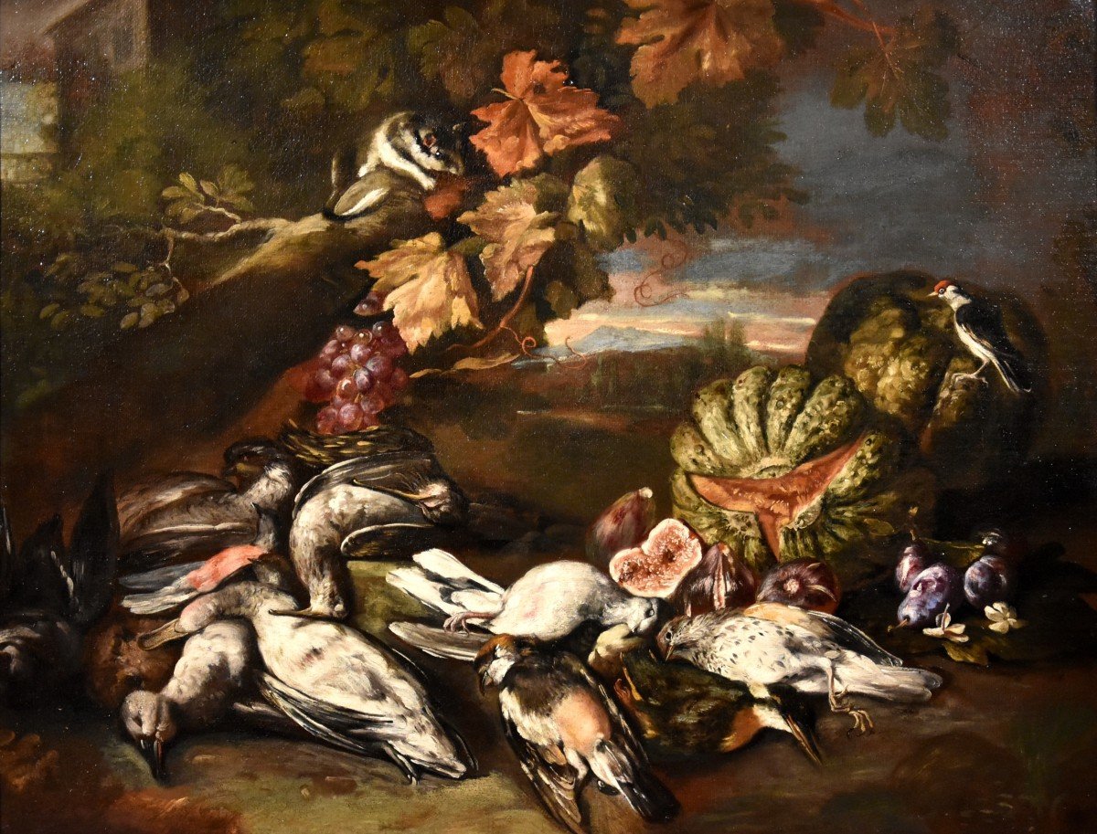 Nature Morte Dans Un Paysage, Giovanni Paolo Castelli, Dit Spadino (rome 1659-1730) Attribuable