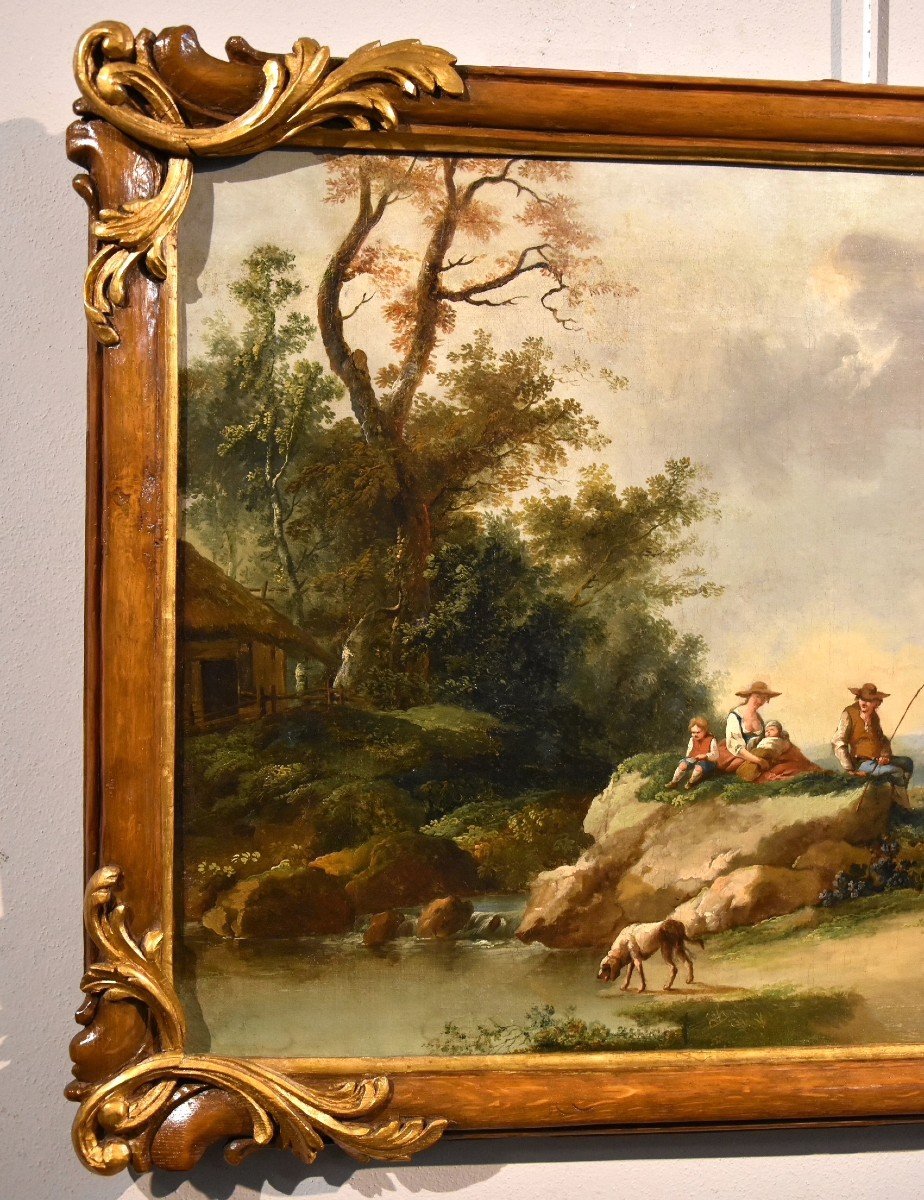 Paysage Avec Rivière Et Bergers Au Repos, Francesco Zuccarelli (1702 - 1788) Cercle De-photo-1