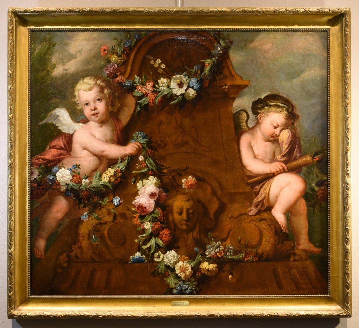 Jacob De Wit (amsterdam, 1695 - 1754), Couple De Cupidons Avec Guirlande De Fleurs-photo-2