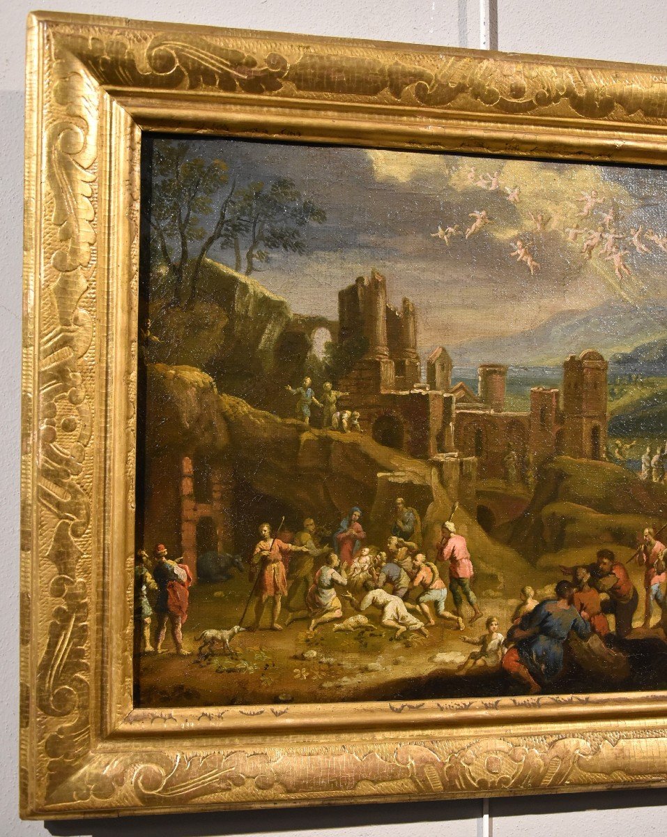 Fantastic Landscape With The Nativity, Scipione Compagno (naples 1624 - 1680)-photo-2