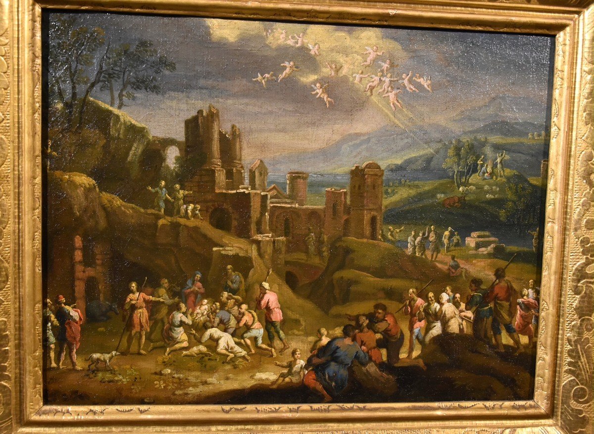 Fantastic Landscape With The Nativity, Scipione Compagno (naples 1624 - 1680)-photo-4