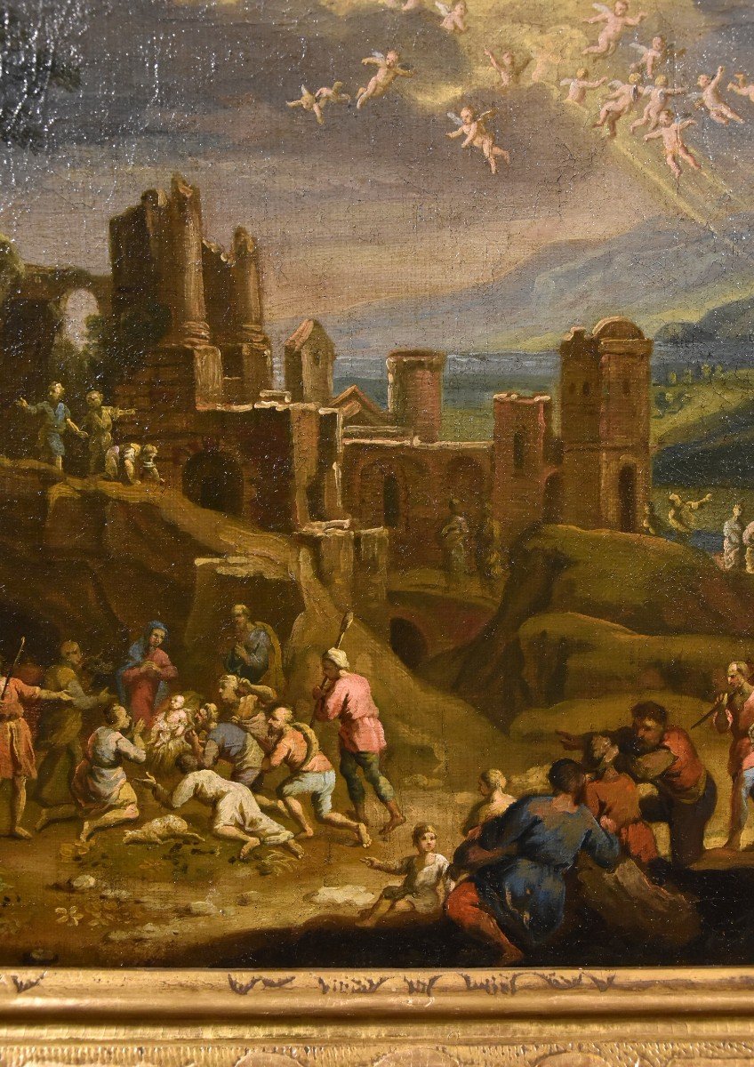 Fantastic Landscape With The Nativity, Scipione Compagno (naples 1624 - 1680)-photo-1