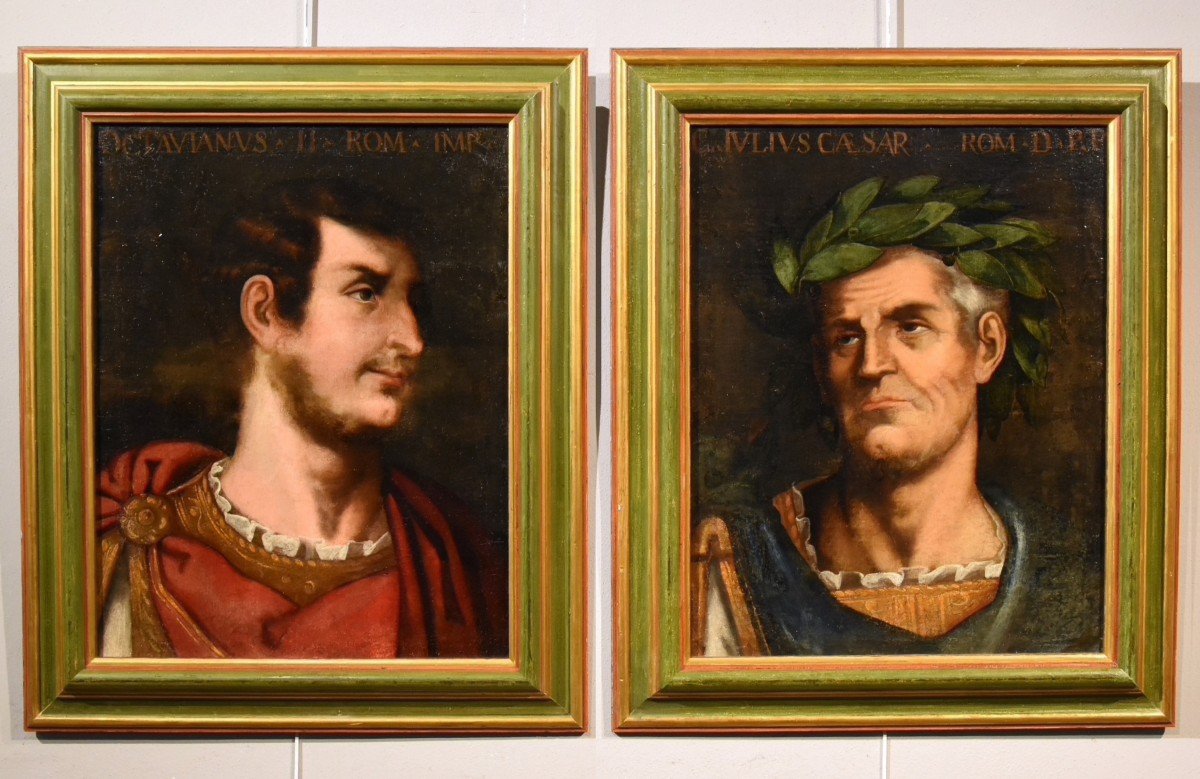 Les Empereurs Julius Caesar Et Octavien, Suiveur De Tiziano Vecellio (1490 -1576)