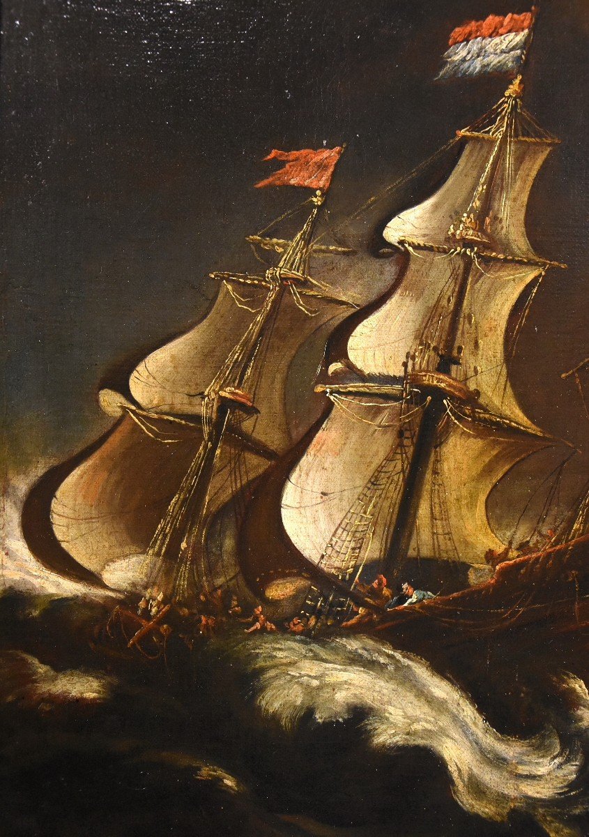 Stormy Navy With Ships, Matthieu Van Plattenberg (antwerp 1608 - Paris 1660)-photo-4