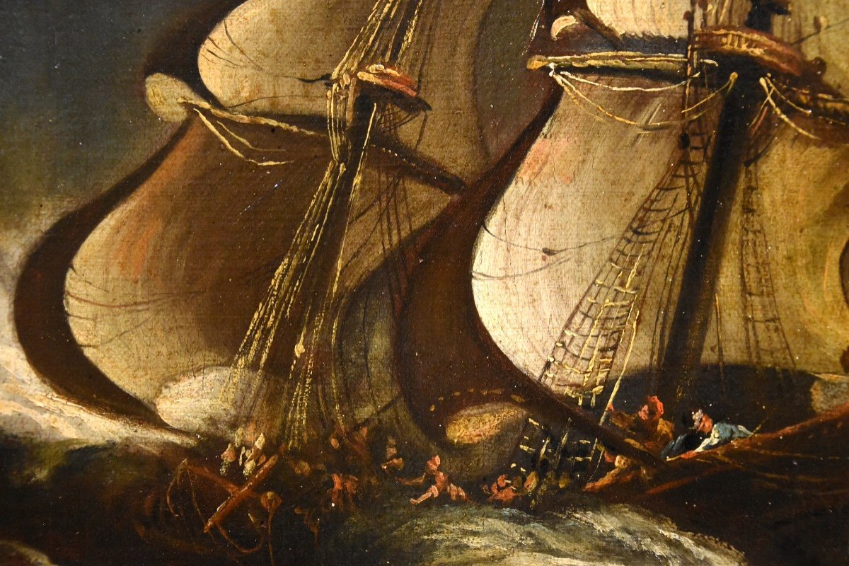 Stormy Navy With Ships, Matthieu Van Plattenberg (antwerp 1608 - Paris 1660)-photo-5