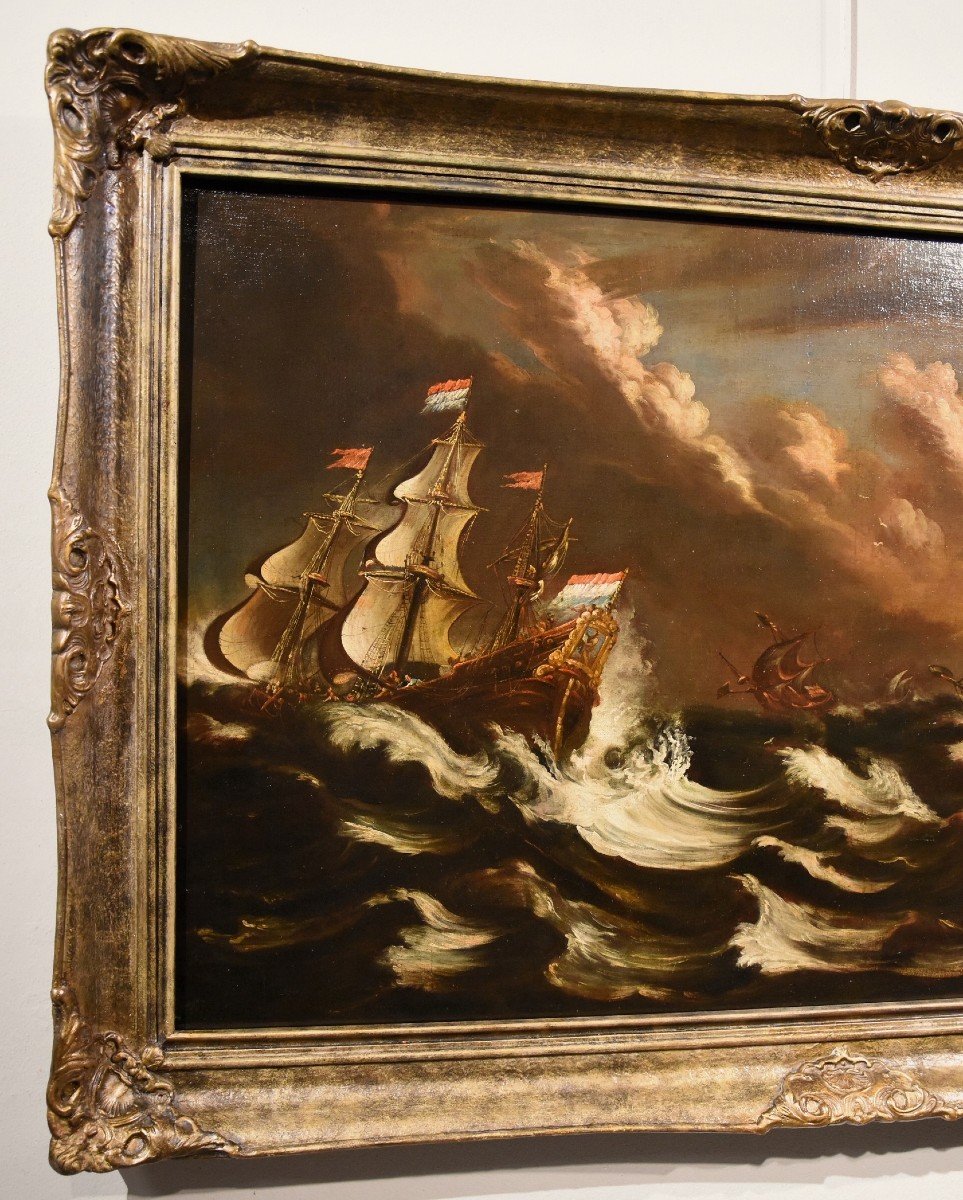 Stormy Navy With Ships, Matthieu Van Plattenberg (antwerp 1608 - Paris 1660)-photo-6