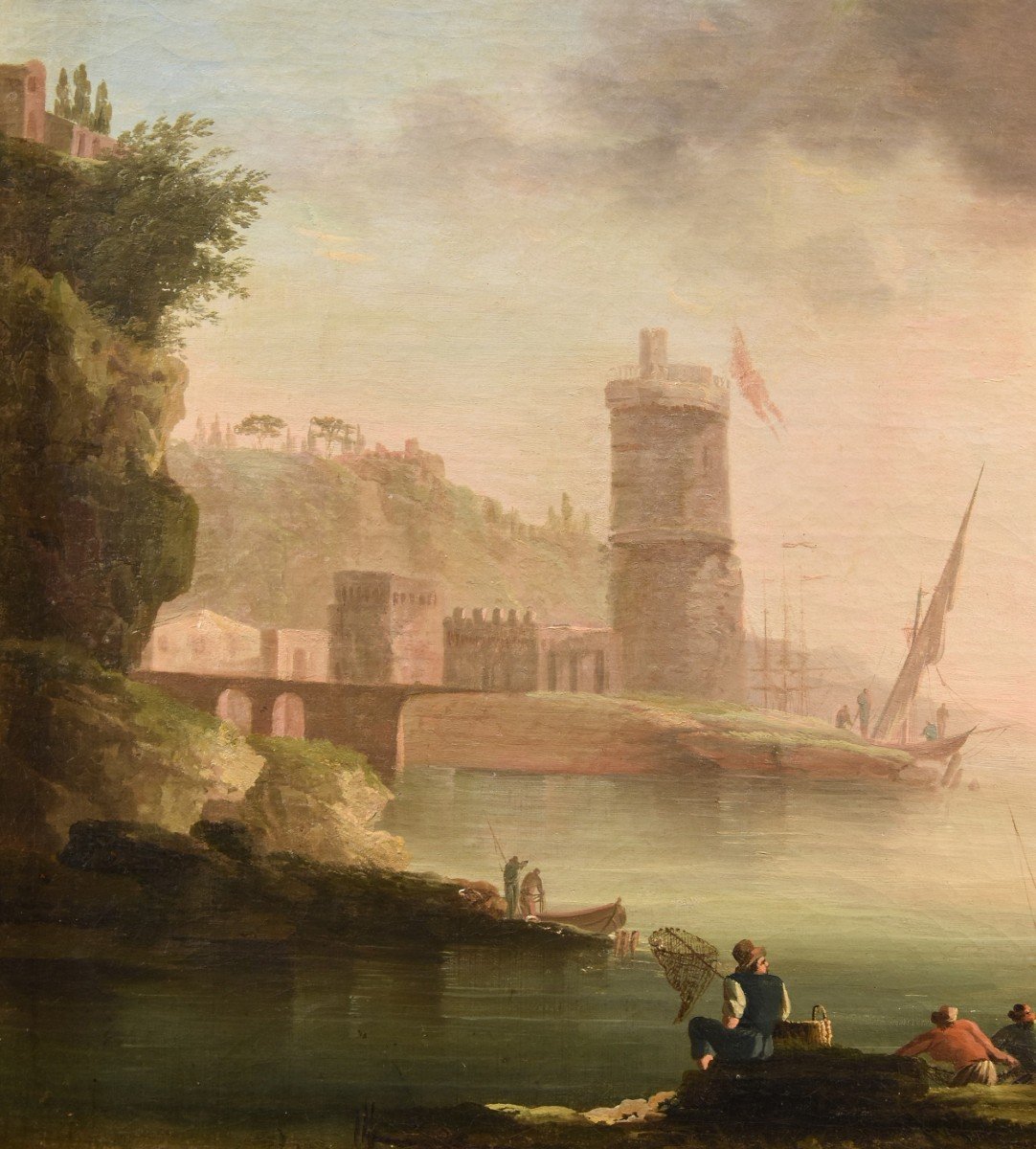 Coastal View At Sunset, Charles François Grenier De Lacroix De Marseille (1700 - 1782)-photo-4