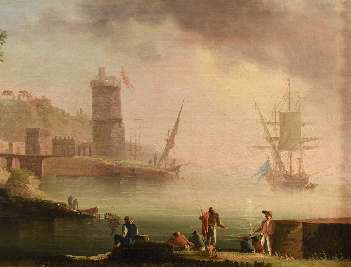 Coastal View At Sunset, Charles François Grenier De Lacroix De Marseille (1700 - 1782)-photo-5