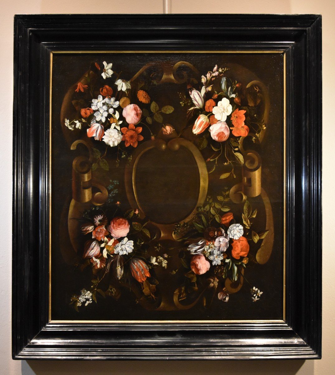 Guirlande De Fleurs Avec Cartouche, Frans Van Everbroeck (anvers, 1628 - Londres 1693)-photo-2