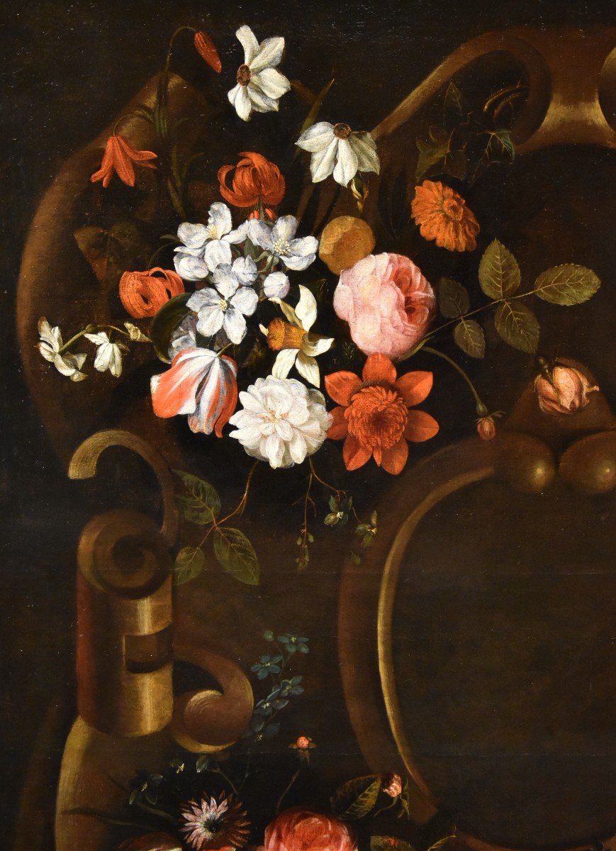 Guirlande De Fleurs Avec Cartouche, Frans Van Everbroeck (anvers, 1628 - Londres 1693)-photo-3