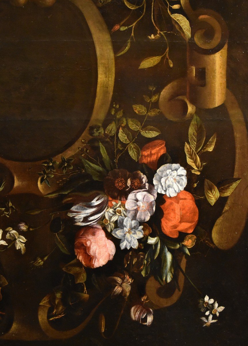 Guirlande De Fleurs Avec Cartouche, Frans Van Everbroeck (anvers, 1628 - Londres 1693)-photo-4