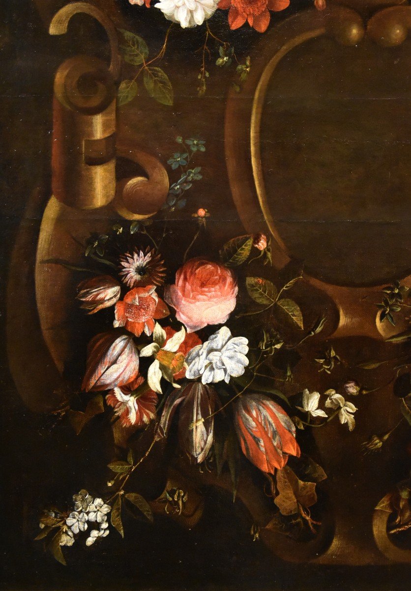 Guirlande De Fleurs Avec Cartouche, Frans Van Everbroeck (anvers, 1628 - Londres 1693)-photo-1