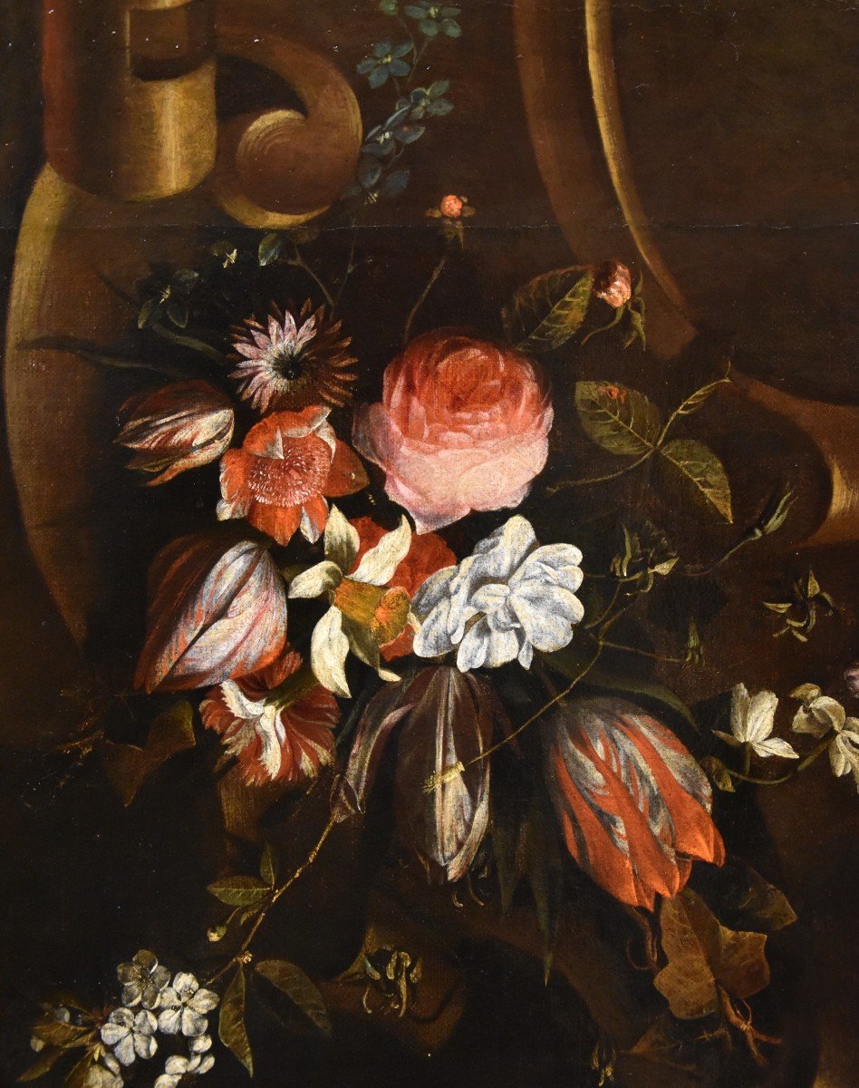 Guirlande De Fleurs Avec Cartouche, Frans Van Everbroeck (anvers, 1628 - Londres 1693)-photo-2