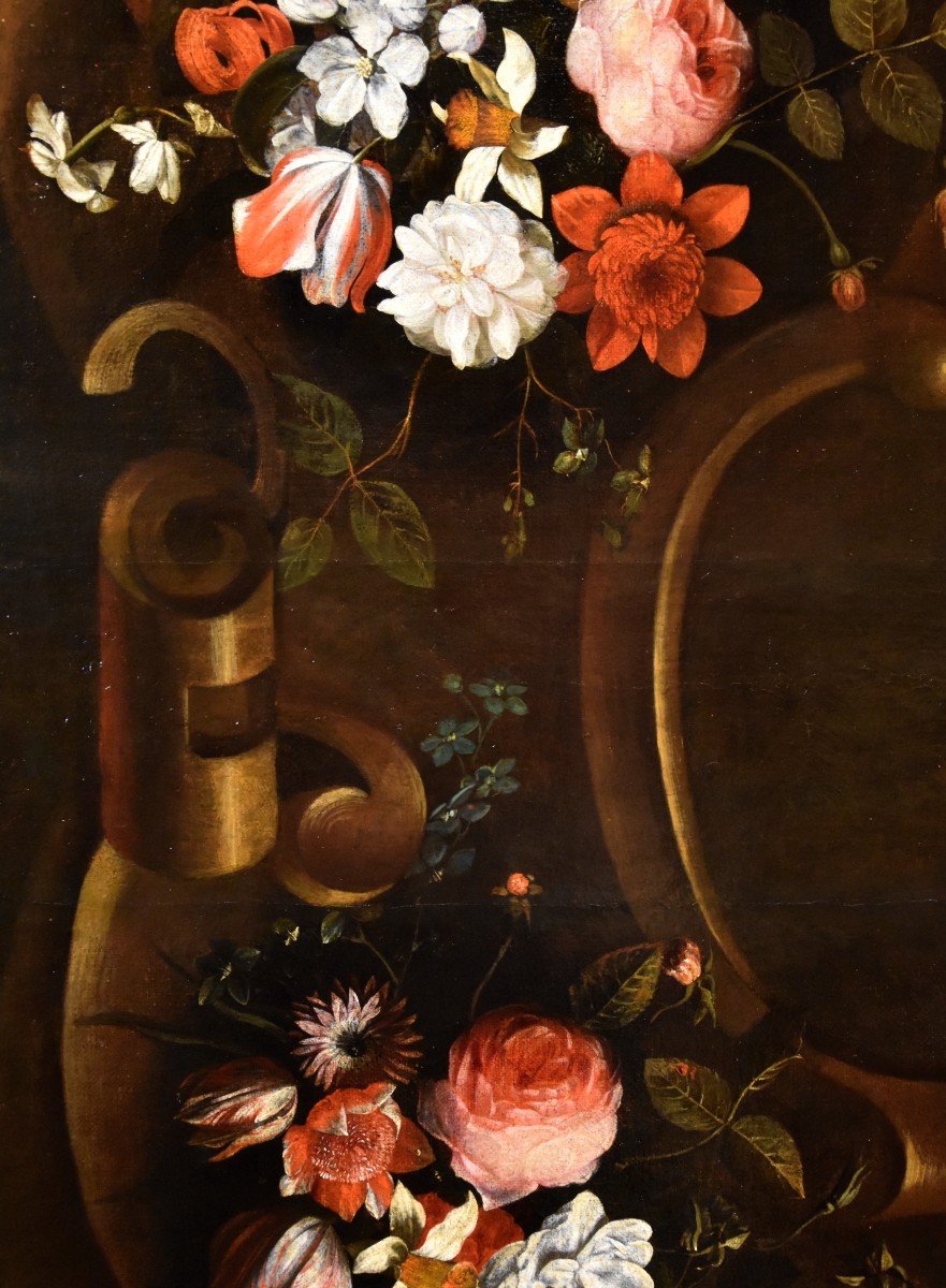 Guirlande De Fleurs Avec Cartouche, Frans Van Everbroeck (anvers, 1628 - Londres 1693)-photo-3