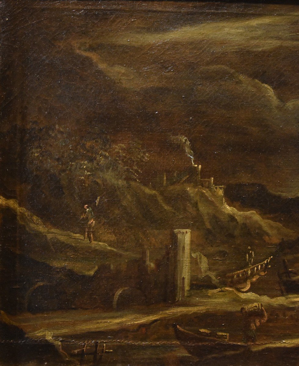 Vue Du Port Au Clair De Lune, Giovanni Grevenbroeck (Pays-bas, Vers 1650 - Milan, Après 1699)-photo-1