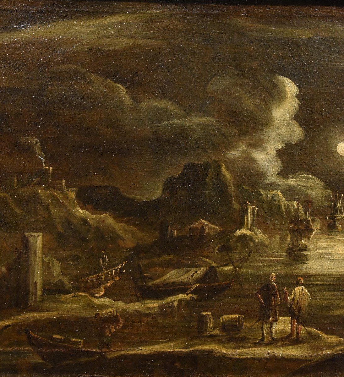 Vue Du Port Au Clair De Lune, Giovanni Grevenbroeck (Pays-bas, Vers 1650 - Milan, Après 1699)-photo-2