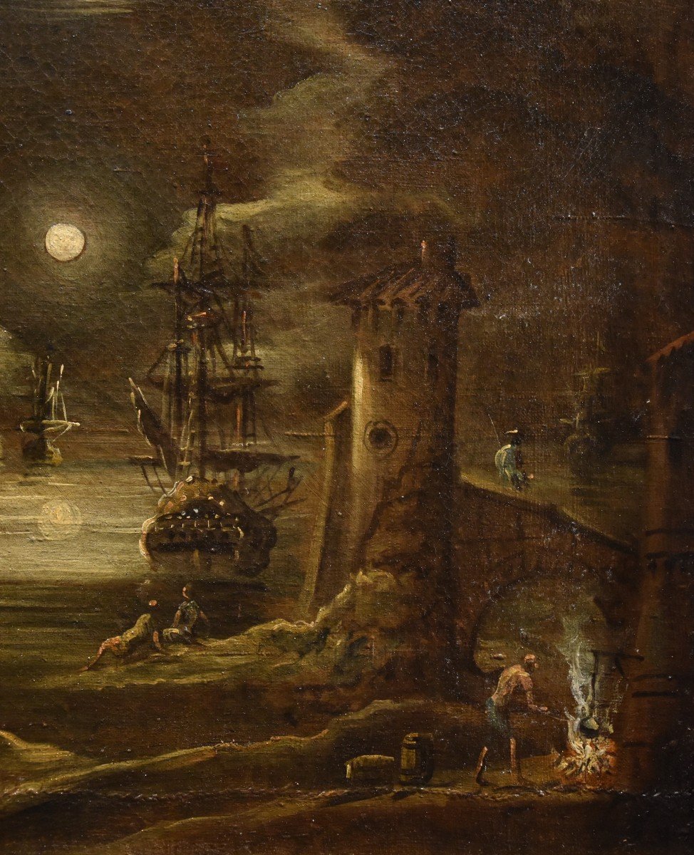 Vue Du Port Au Clair De Lune, Giovanni Grevenbroeck (Pays-bas, Vers 1650 - Milan, Après 1699)-photo-7