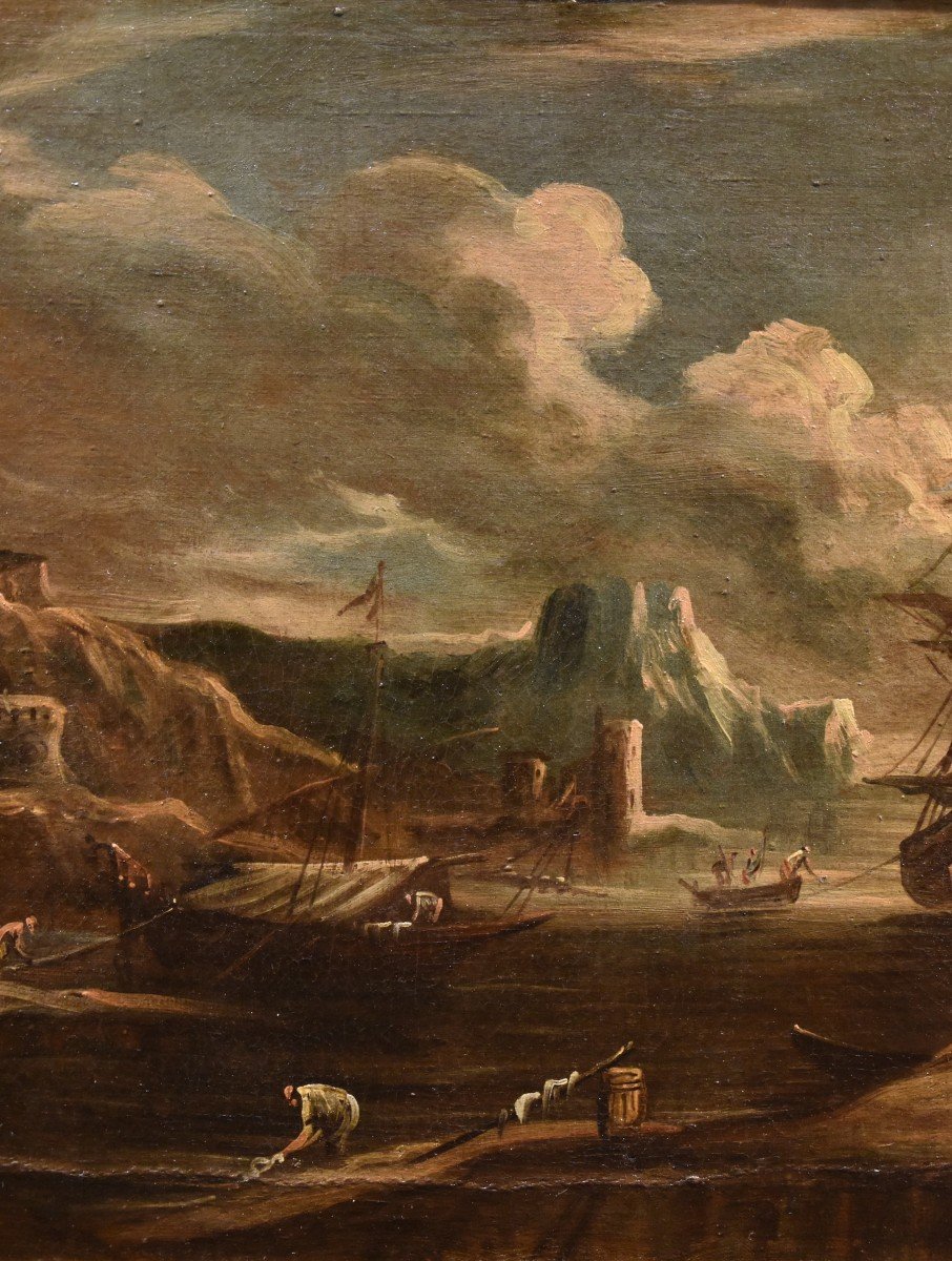 Vue Du Port à l'Aube, Giovanni Grevenbroeck (pays-bas, Vers 1650 - Milan, Après 1699)-photo-2