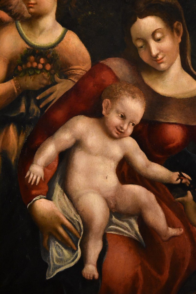 Pomponio Allegri (correggio 1522 - Parme 1593), Vierge à l'Enfant, Deux Anges Et Jean-baptiste-photo-3