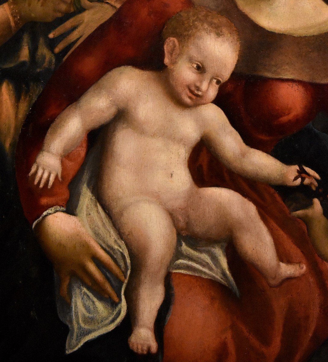 Pomponio Allegri (correggio 1522 - Parme 1593), Vierge à l'Enfant, Deux Anges Et Jean-baptiste-photo-4