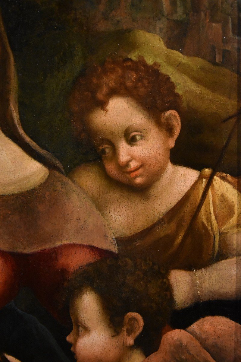 Pomponio Allegri (correggio 1522 - Parme 1593), Vierge à l'Enfant, Deux Anges Et Jean-baptiste-photo-2