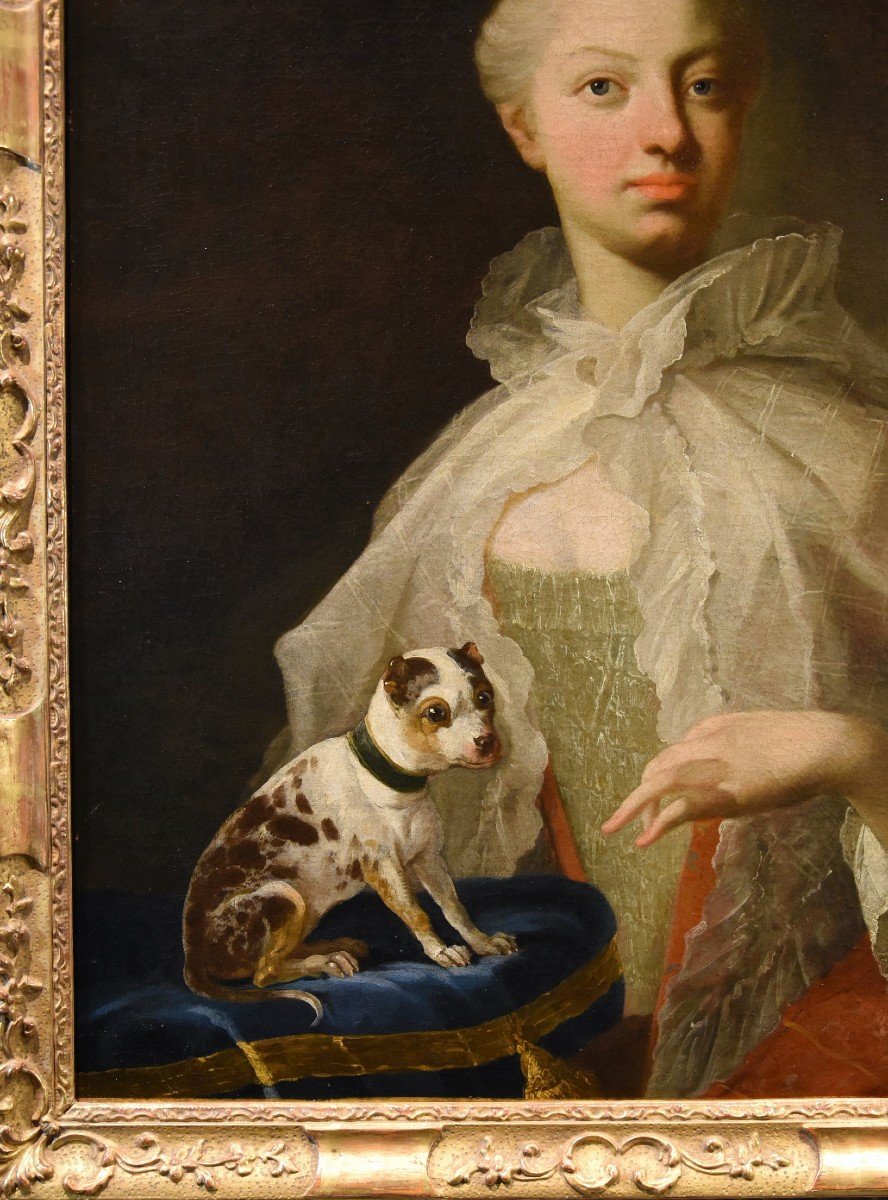 Portrait Of A Noblewoman With Small Dog, Louis Michel Van Loo (toulon 1707- Paris 1771)-photo-4