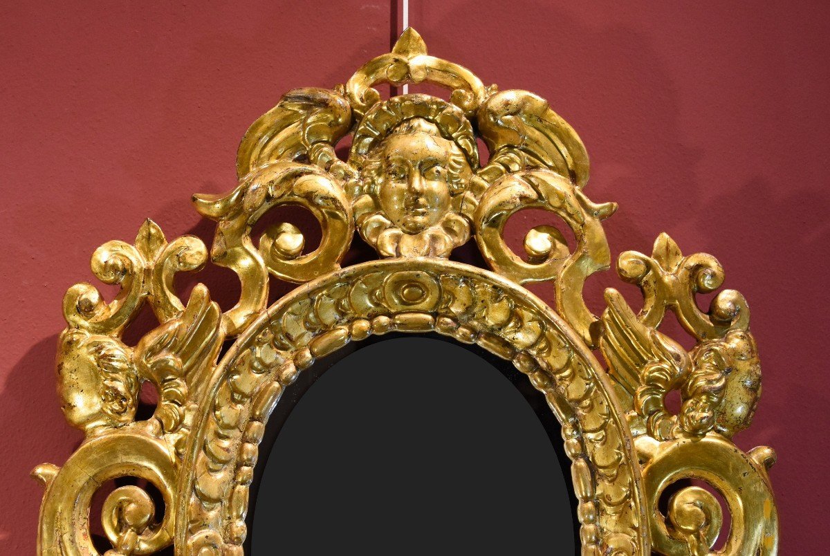 Paire De Miroirs Sculptés Et Dorés 'à La Sansovino', Venise XVIIIe Siècle-photo-1