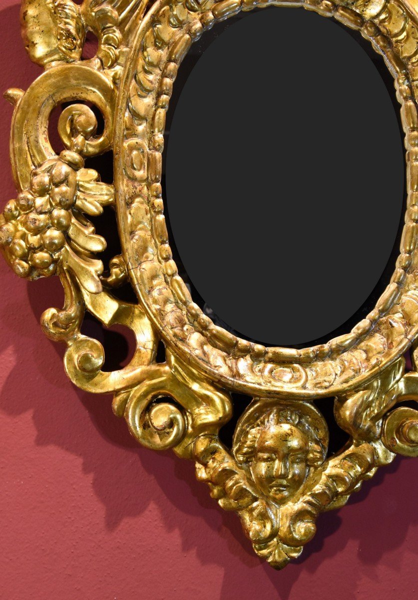 Paire De Miroirs Sculptés Et Dorés 'à La Sansovino', Venise XVIIIe Siècle-photo-3