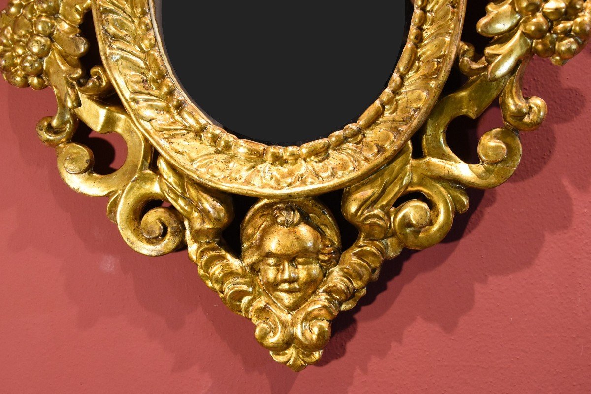 Paire De Miroirs Sculptés Et Dorés 'à La Sansovino', Venise XVIIIe Siècle-photo-7