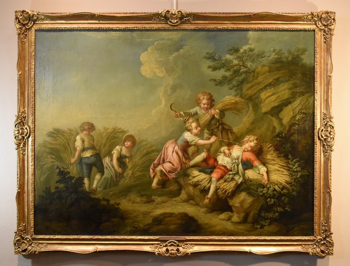 Jeu d'Enfants Comme Allégorie De l'Eté, Etienne Jeaurat (vermenton 1699 - Versailles 1789)-photo-2