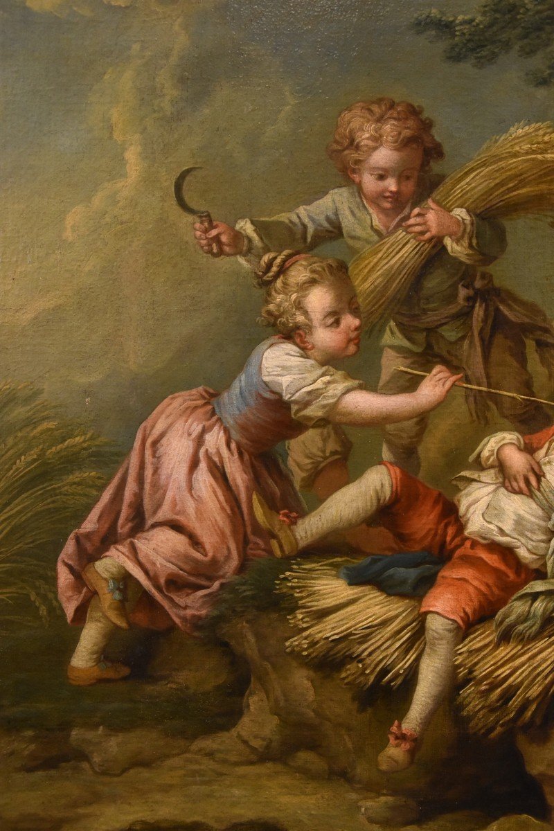 Jeu d'Enfants Comme Allégorie De l'Eté, Etienne Jeaurat (vermenton 1699 - Versailles 1789)-photo-4