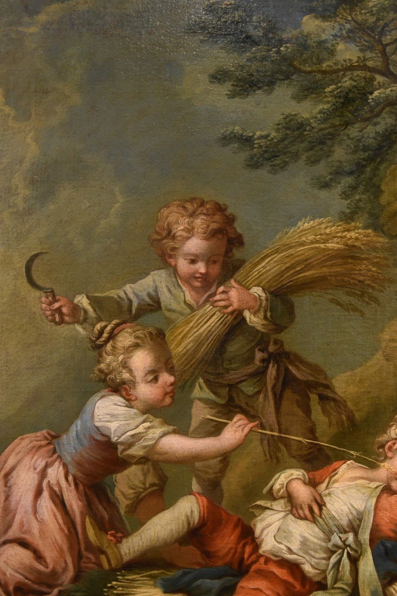 Jeu d'Enfants Comme Allégorie De l'Eté, Etienne Jeaurat (vermenton 1699 - Versailles 1789)-photo-5