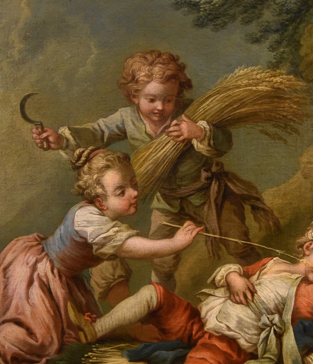 Jeu d'Enfants Comme Allégorie De l'Eté, Etienne Jeaurat (vermenton 1699 - Versailles 1789)-photo-6