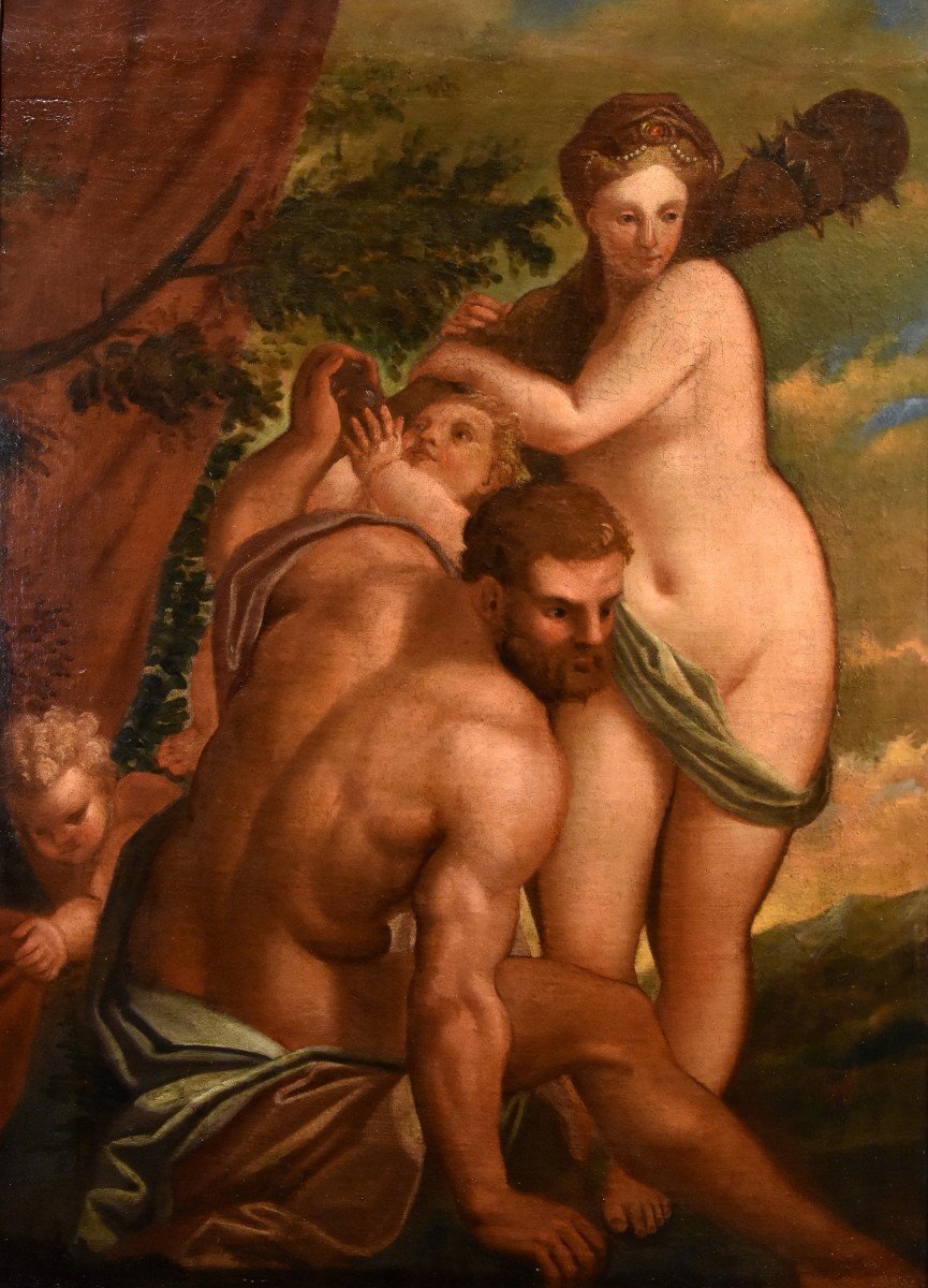 Hercule Et Onphale, Alessandro Varotari, Dit Le Padovanino (Padoue 1588 - Venise 1649) Atelier-photo-1