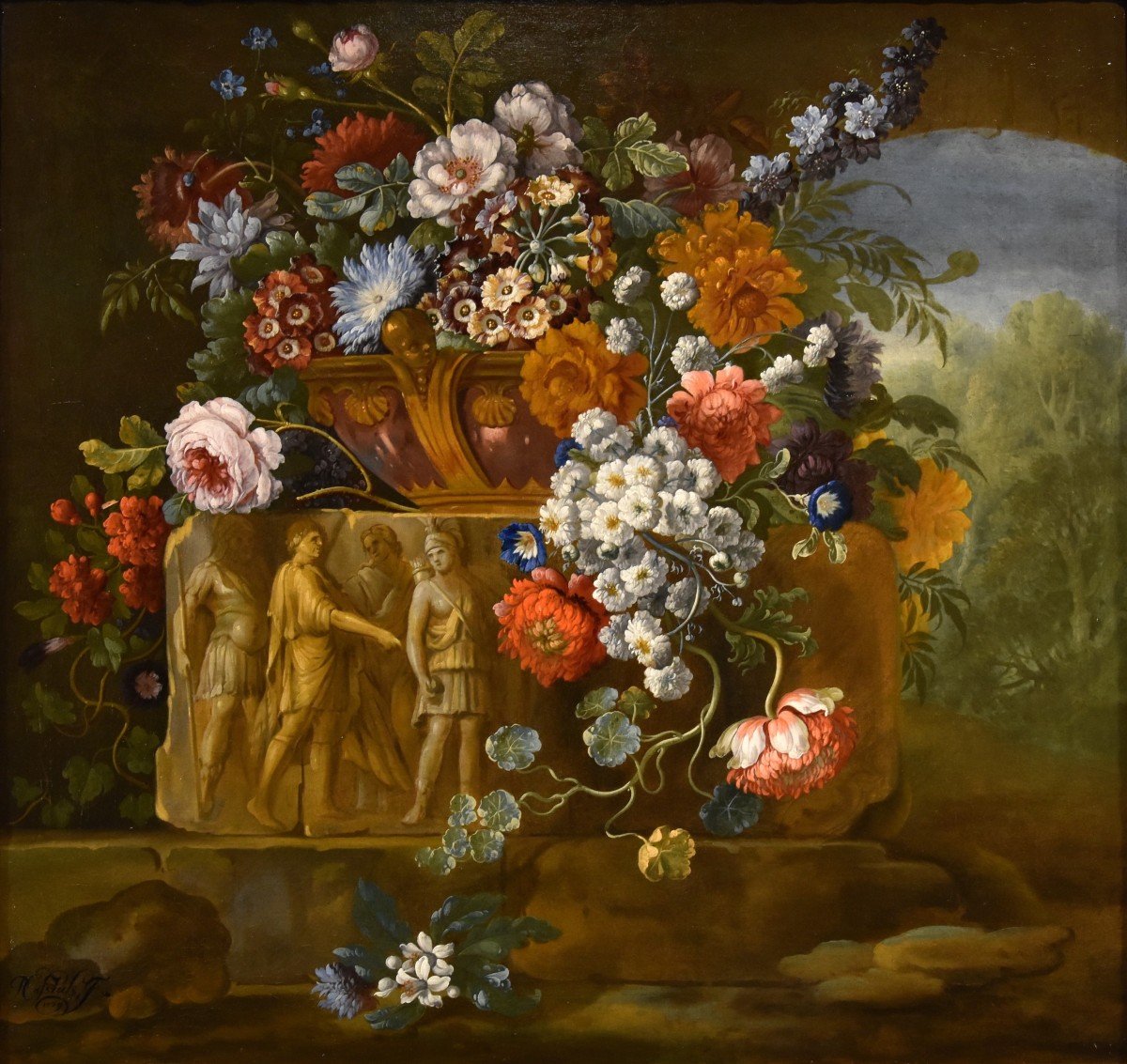 Pieter Casteels III (1684 - 1749) Signé Et Daté, Nature Morte Florale-photo-2