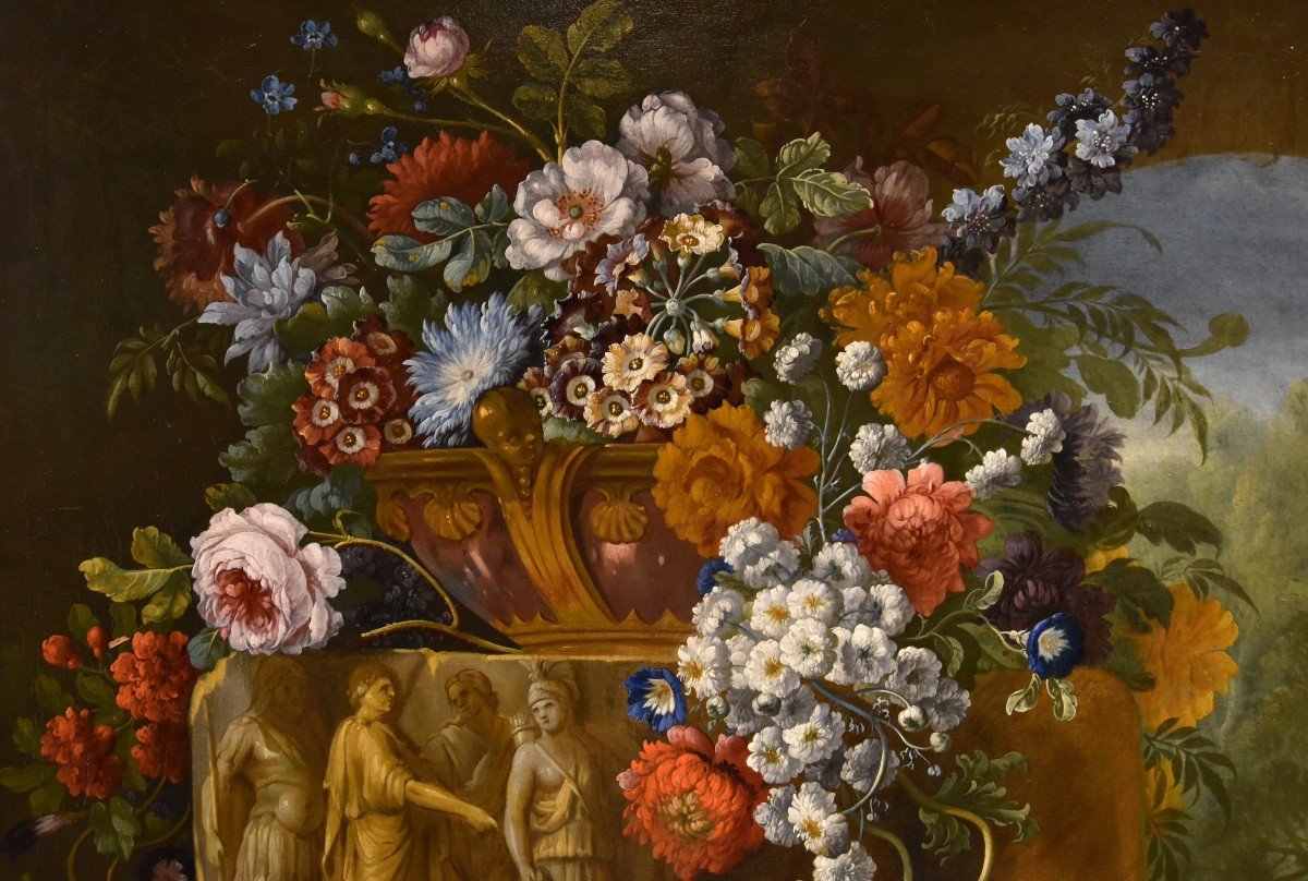 Pieter Casteels III (1684 - 1749) Signé Et Daté, Nature Morte Florale-photo-2