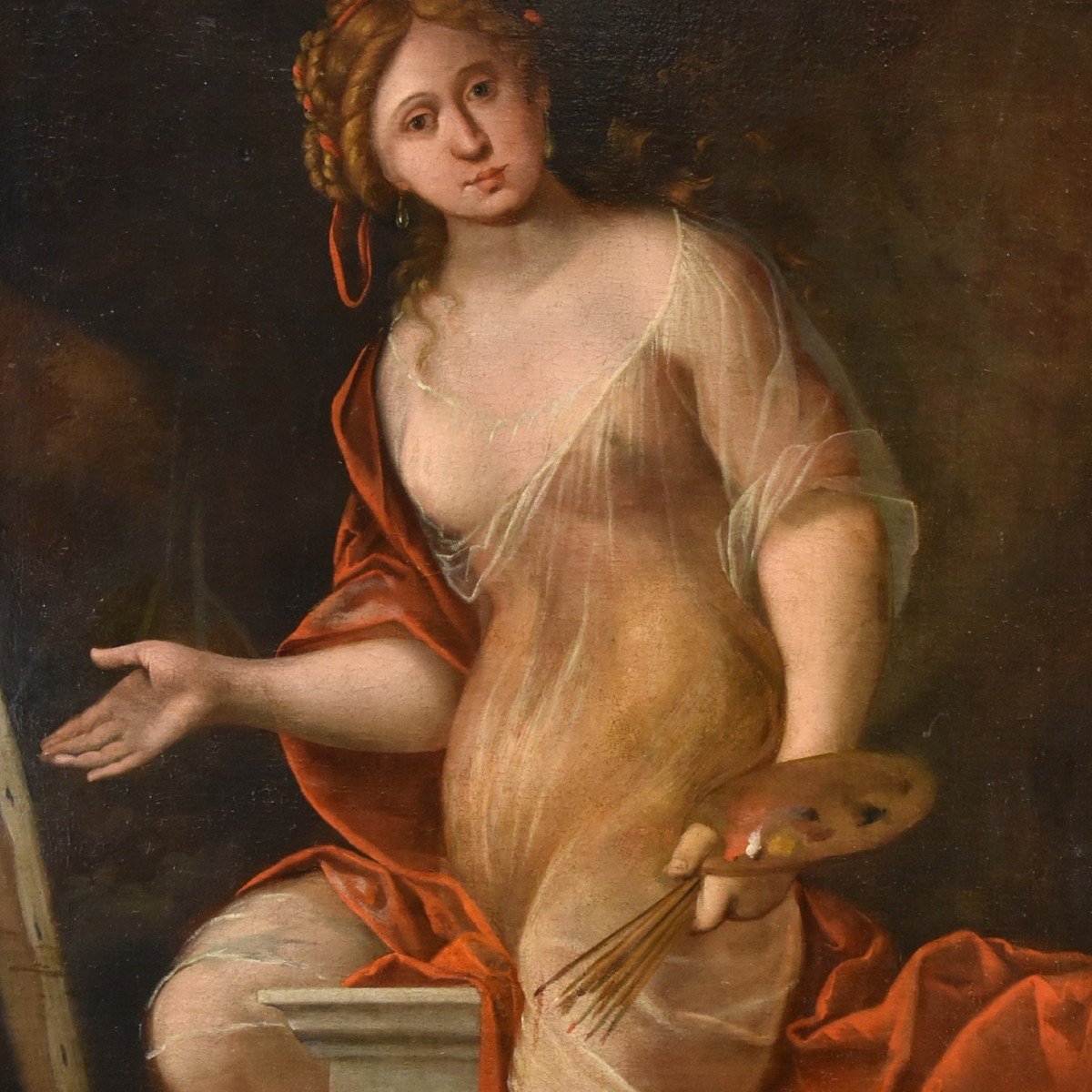 Mattheus Terwesten (the Hague, 1670 - 1757), Young Woman As Allegory Of The Art Of Painting-photo-3