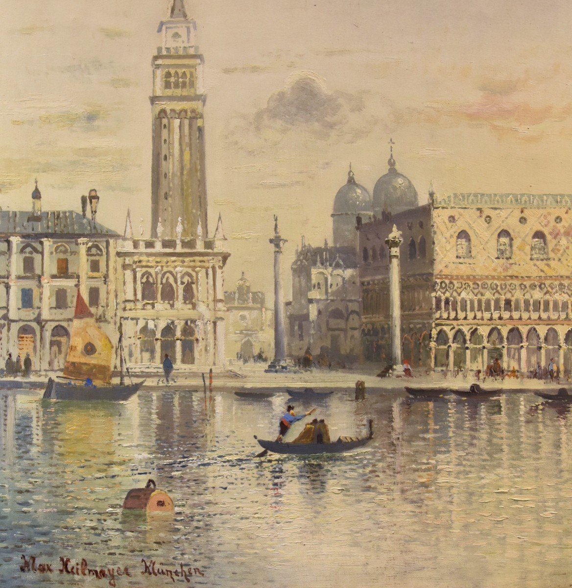 Venice With St. Mark's Square And The Doge's Palace, Maximilian Heilmaier (1869 - 1923) Signed-photo-3