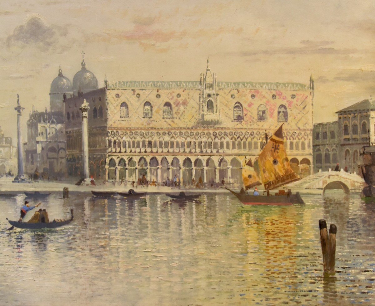 Venice With St. Mark's Square And The Doge's Palace, Maximilian Heilmaier (1869 - 1923) Signed-photo-4