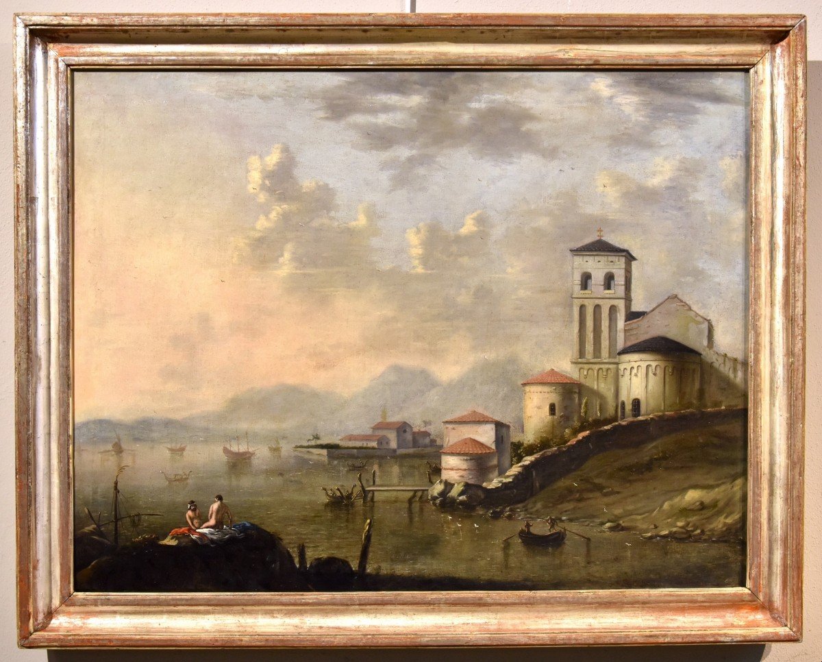 Paysage Côtier De La Méditerranée, Peintre Flamand Actif En Italie Au XVIIIe Siècle-photo-2