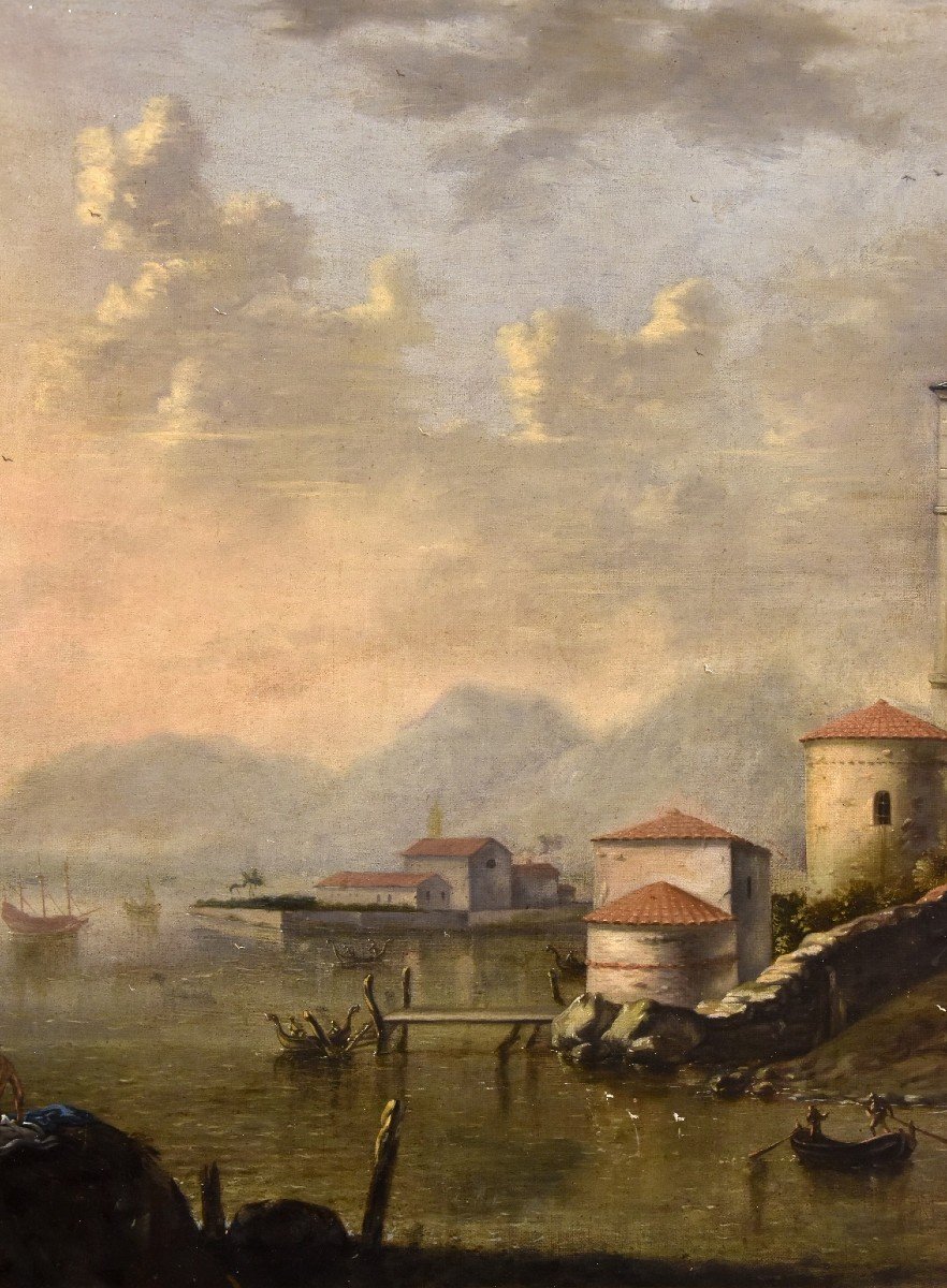 Paysage Côtier De La Méditerranée, Peintre Flamand Actif En Italie Au XVIIIe Siècle-photo-4