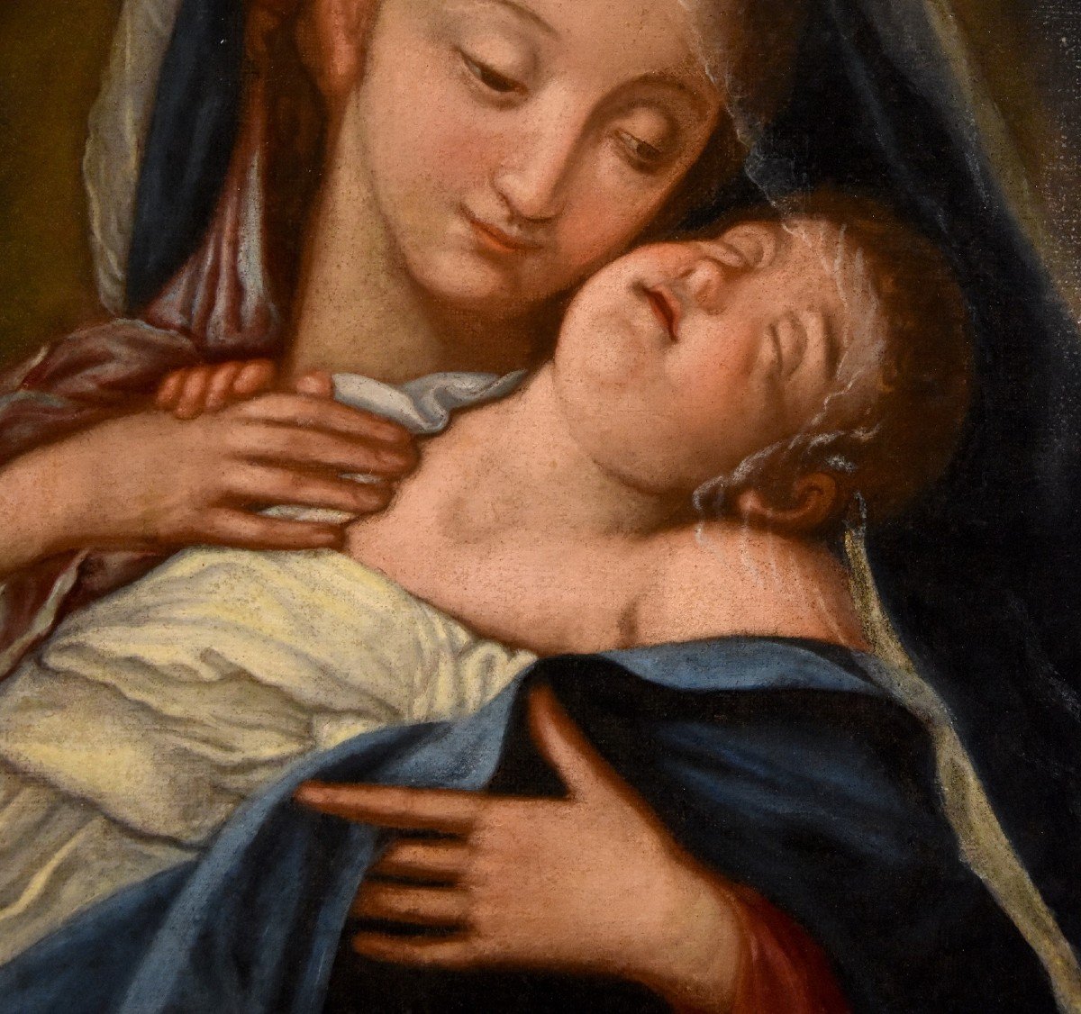 La Vierge à l'Enfant, Giovan Battista Salvi Il Sassoferrato (1609 - 1685) Suiveur De -photo-3