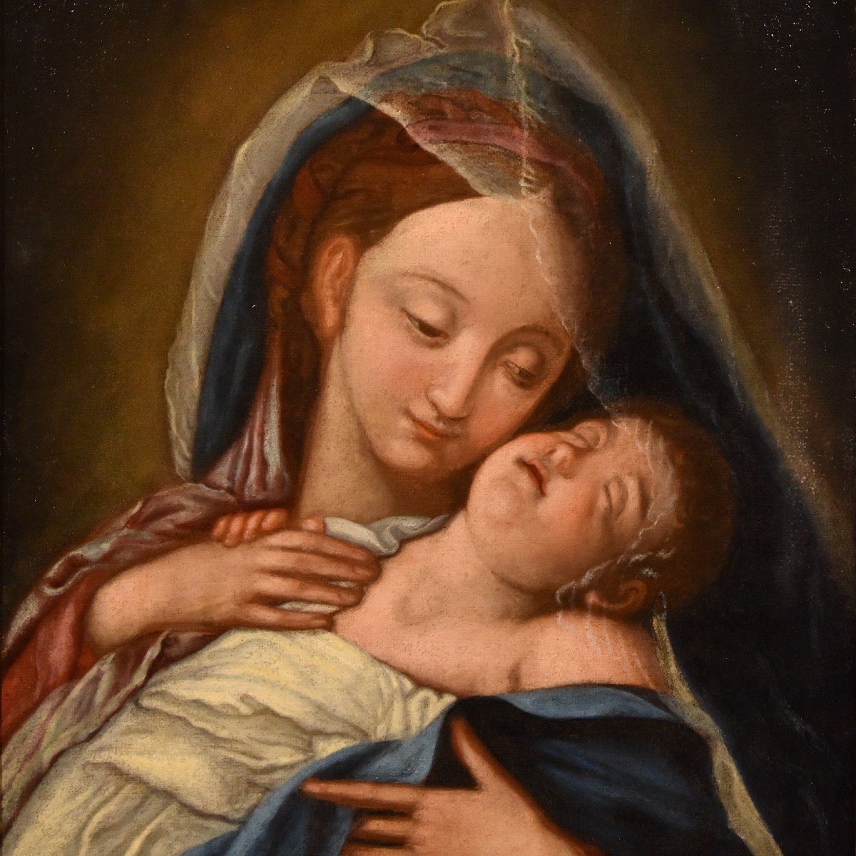 La Vierge à l'Enfant, Giovan Battista Salvi Il Sassoferrato (1609 - 1685) Suiveur De 