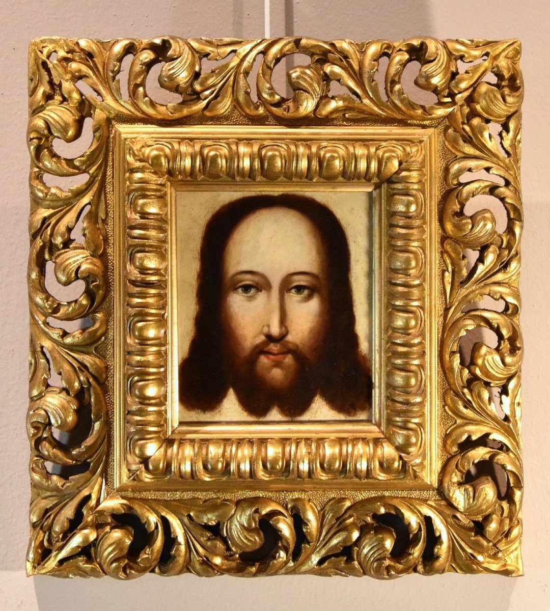 Face Of Christ As Salvator Mundi, Flemish Painter 16th-17th Century-photo-2