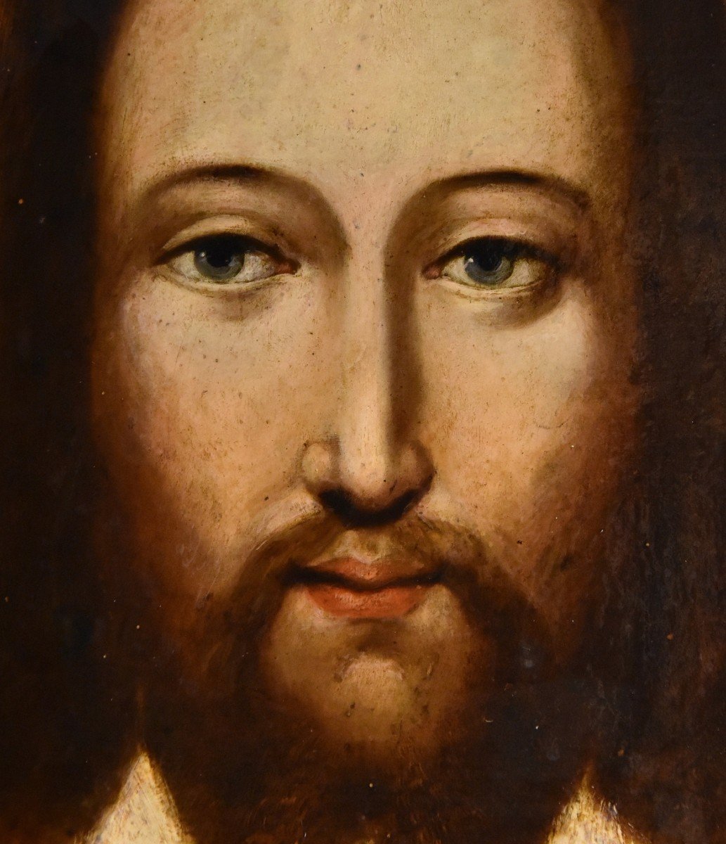 Face Of Christ As Salvator Mundi, Flemish Painter 16th-17th Century-photo-2