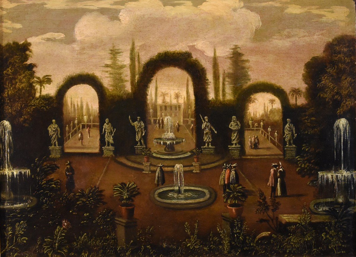 Jardin à l'Italienne Dans Une Villa, Isaac De Moucheron (amsterdam 1667 - 1744) Cercle